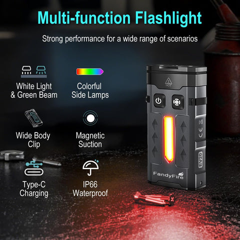 FandyFire RGB side light adds ambient color and quick signaling options.