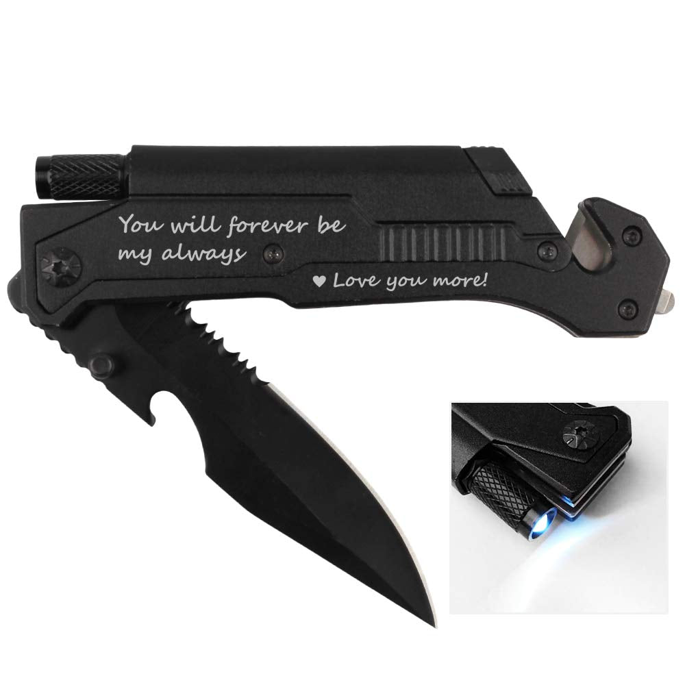 Fanfoobi pocket knife with 6 functions and LED light for versatile tasks.
