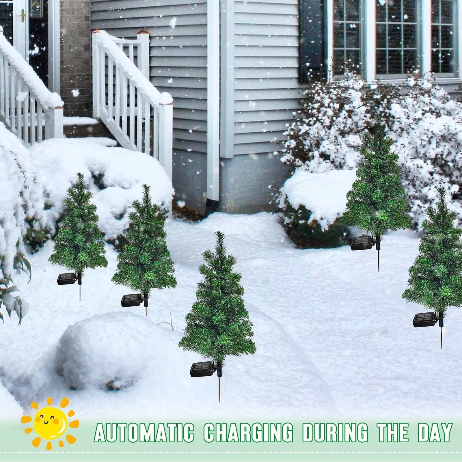 FanFX solar Christmas tree stake lights with colorful LEDs for curb appeal