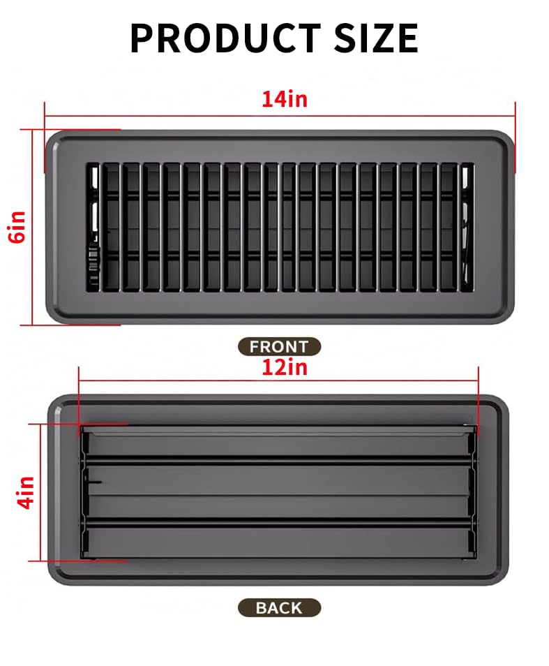 FanGoFast dark gray pack6 floor vent cover shows durable metal construction.