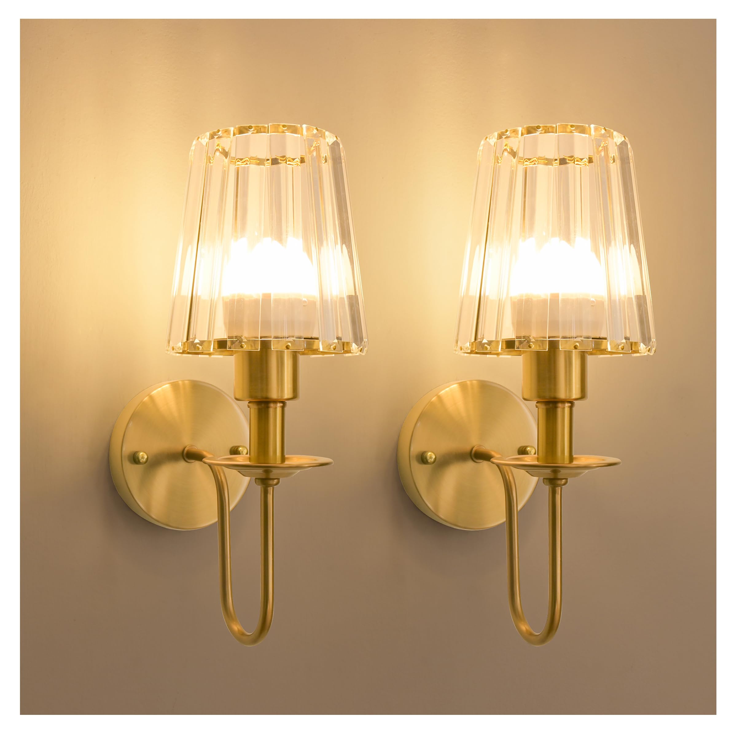 FANIZOL battery-operated wall sconce duo with crystal accents for versatile home decor