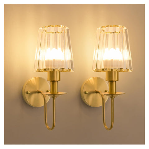 FANIZOL battery-operated wall sconce duo with crystal accents for versatile home decor