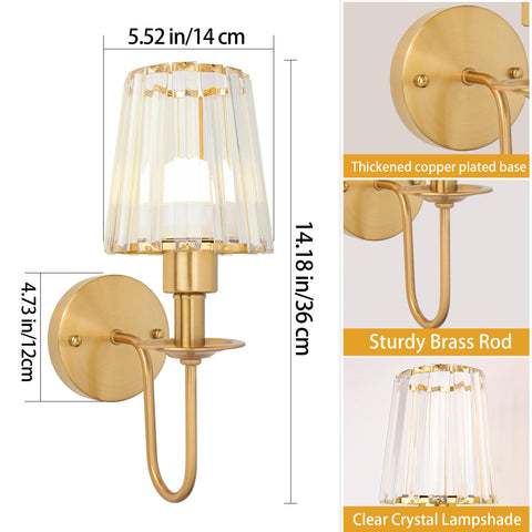 FANIZOL gold wall sconce with crystal detail enhances bedroom decor