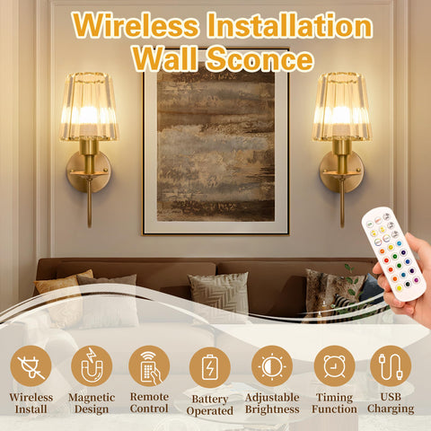 FANIZOL wireless sconce with remote for easy color and brightness adjustments