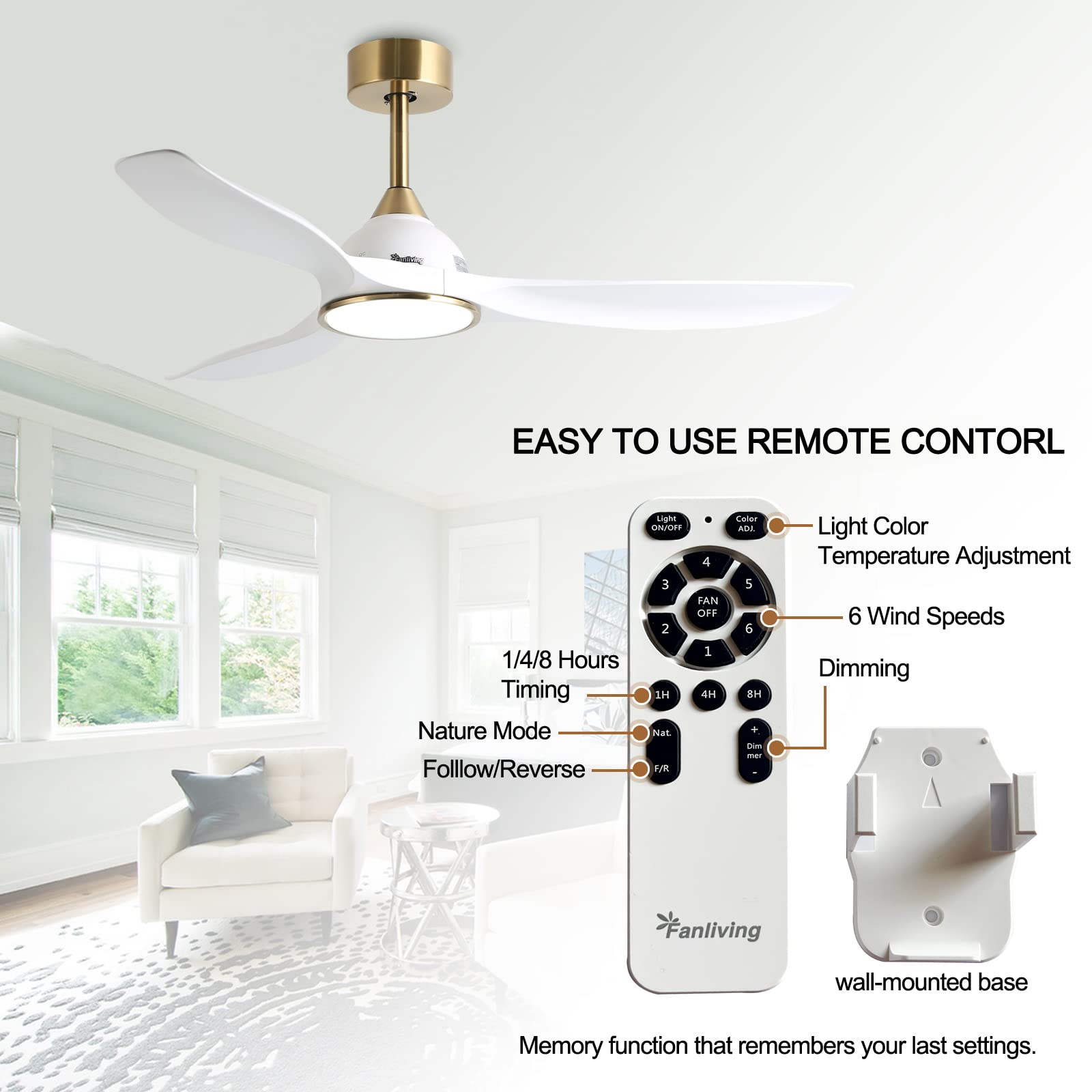 Fanliving quiet operation at 35dB for peaceful rooms