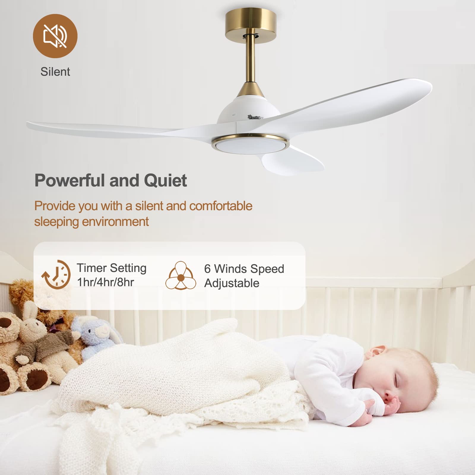 Fanliving remote control operation for dimming, color temps, and timing