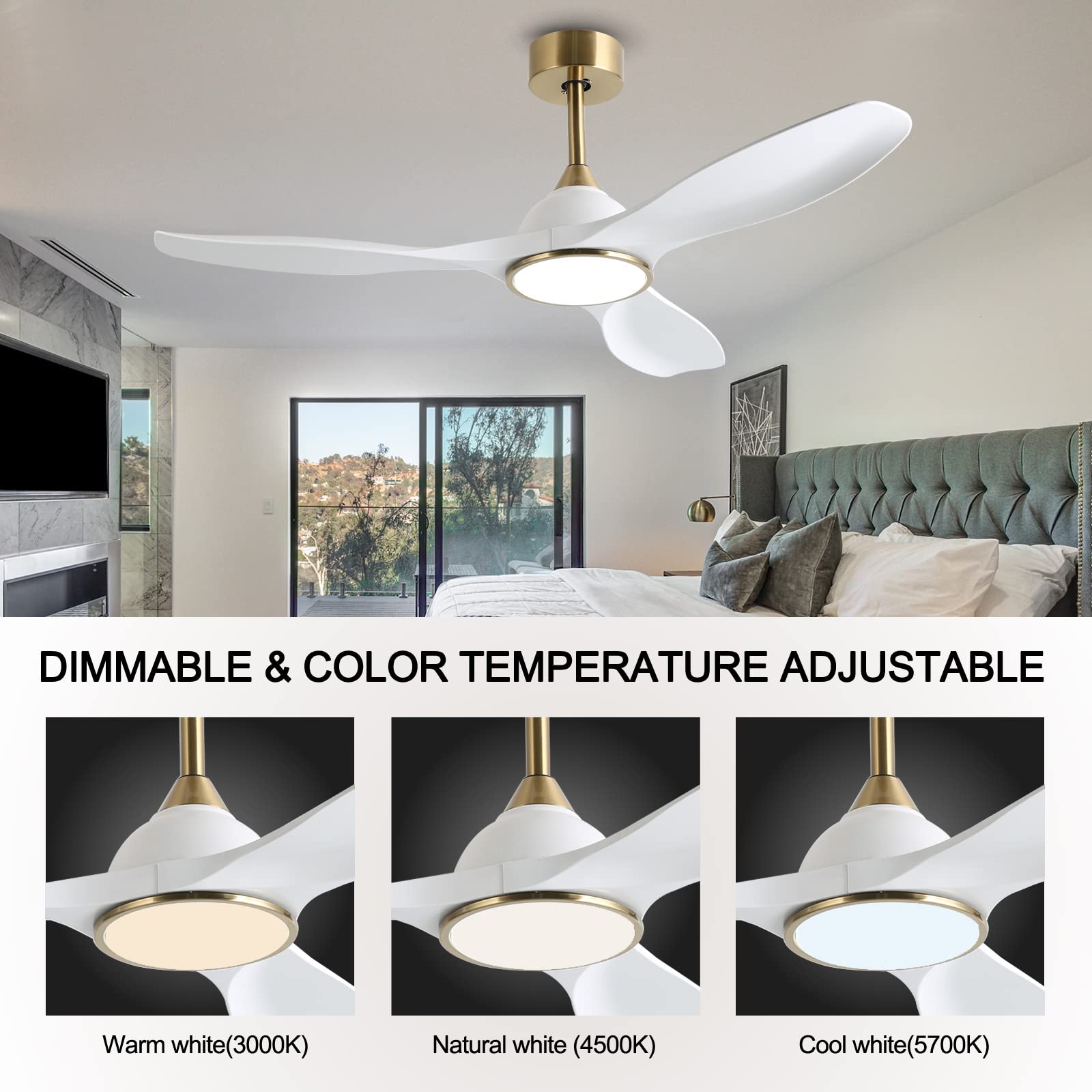 Fanliving three white-gold blades delivering stylish cooling