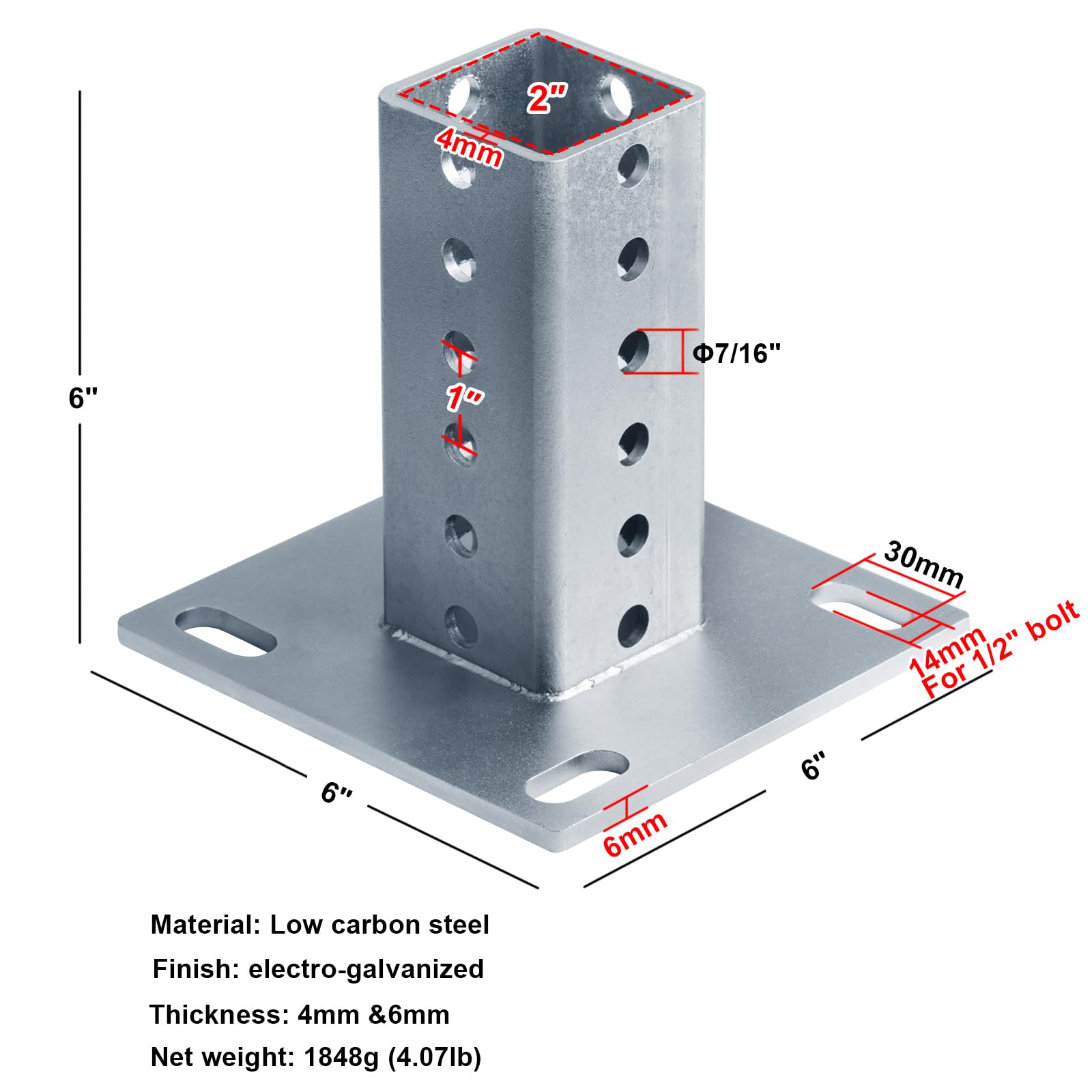 Fanmao anchor base mounting holes ready for secure 1/2-inch bolts.