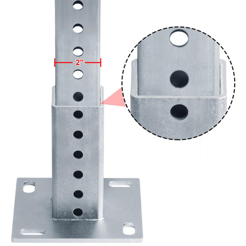 Fanmao anchor base designed for 2x2 posts with precise hole spacing.