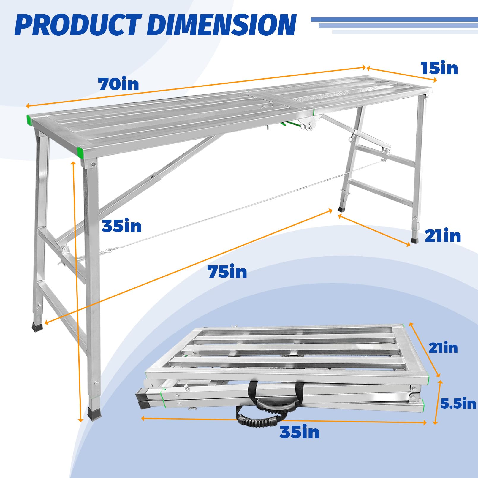 Fanmoss folding platform height adjustment demonstration for flexible elevation
