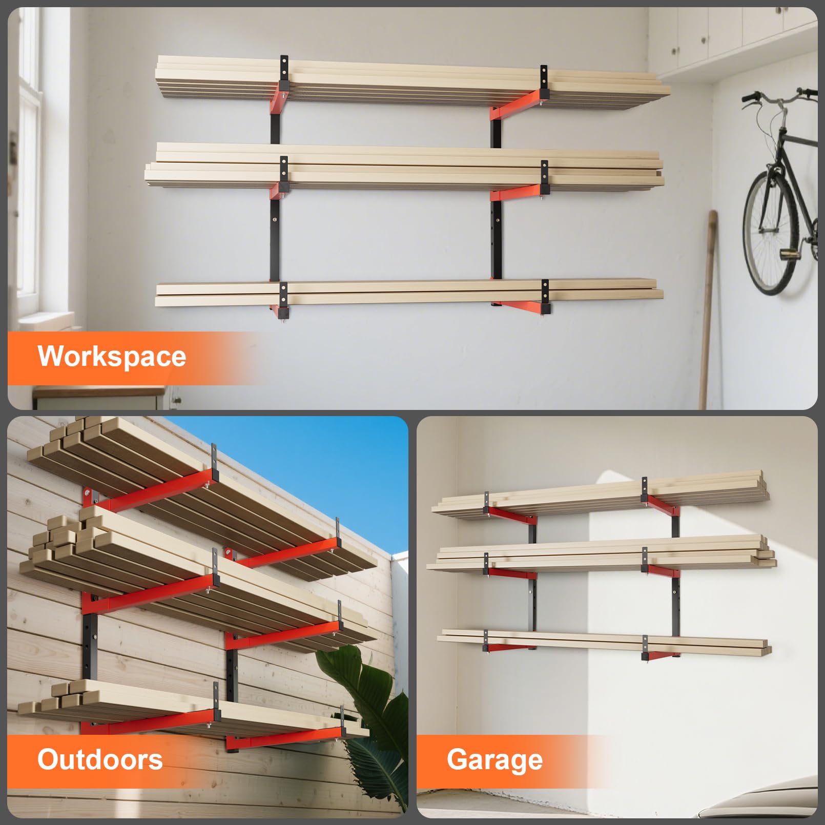 Fanmoss four-pack racks for bulk garage organization.
