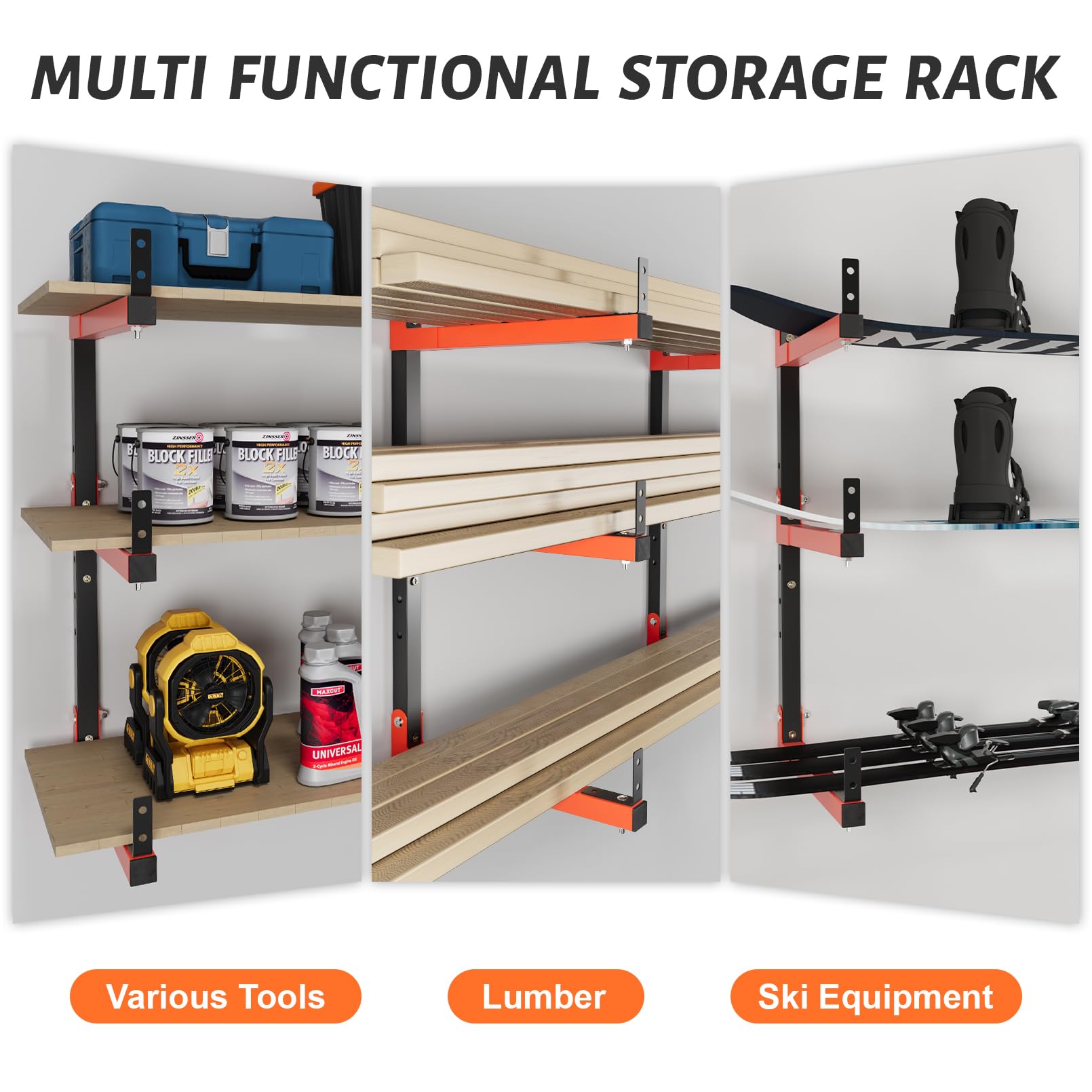 Fanmoss garage installation shows easy access to lumber and hardware.