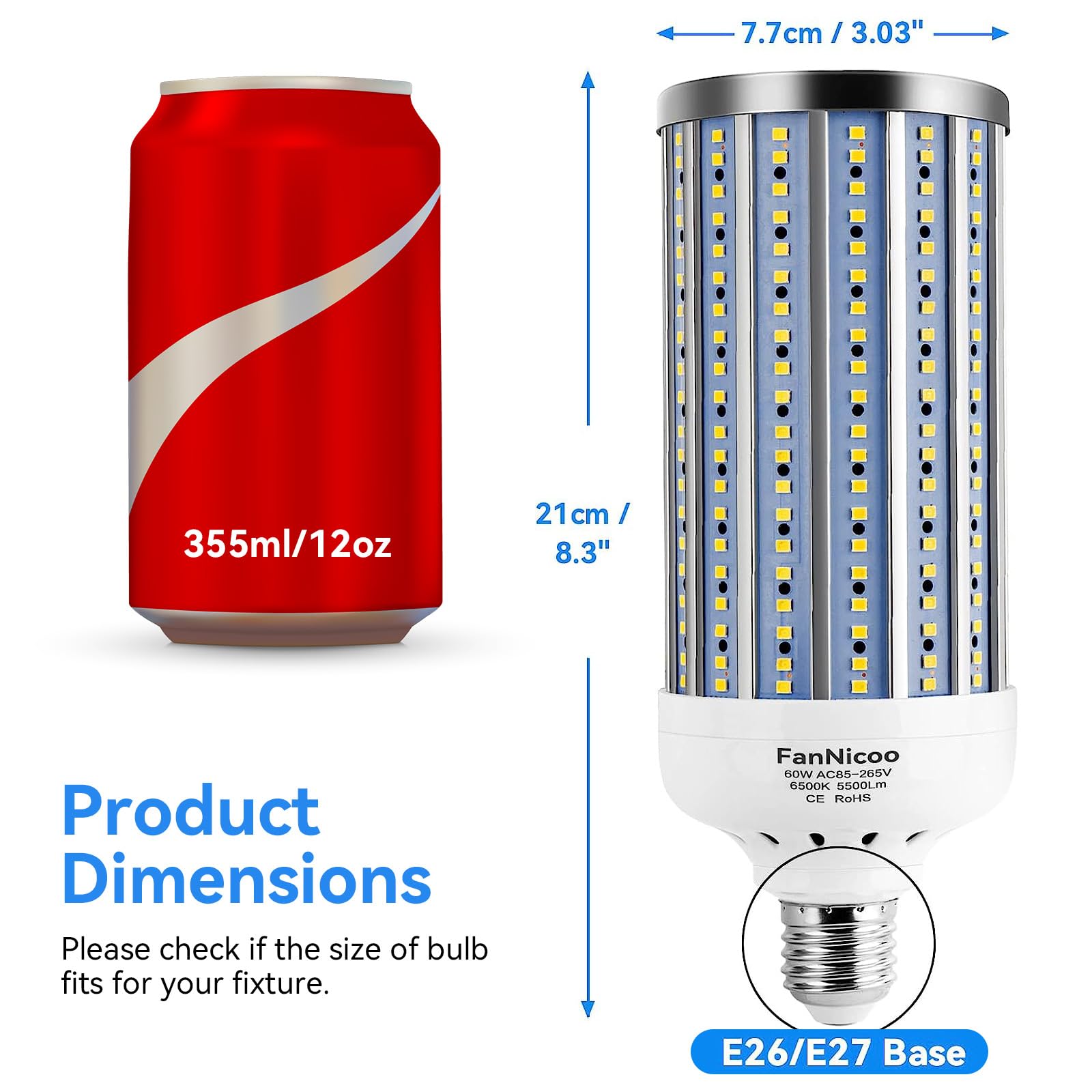 FanNicoo aluminum heat-dissipation corn lamp highlights robust construction