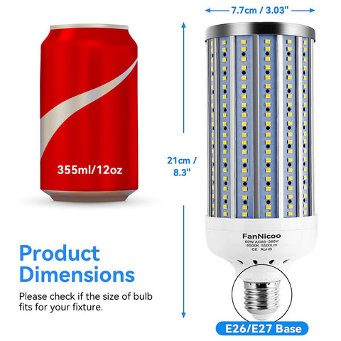 FanNicoo aluminum heat-dissipation corn lamp highlights robust construction
