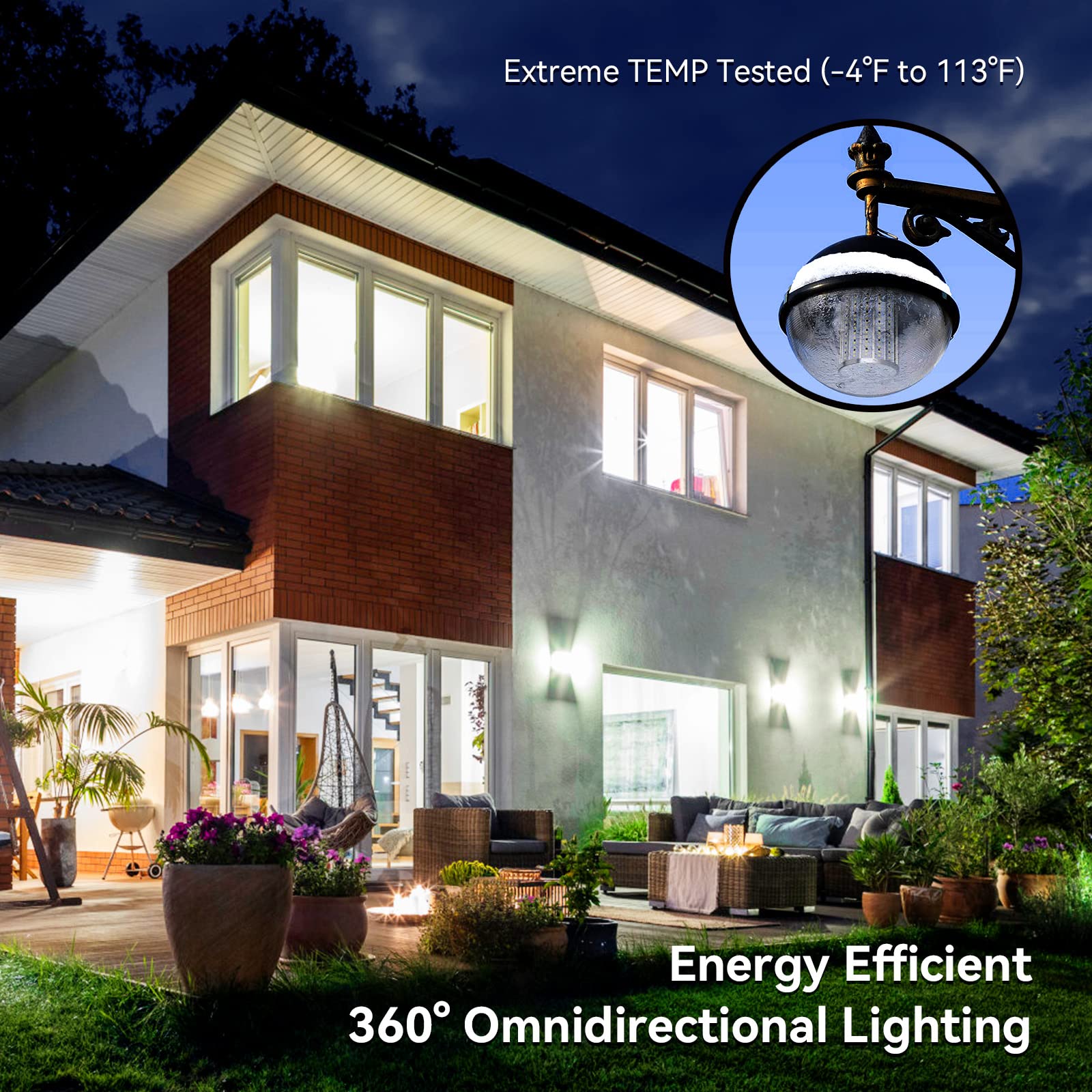FanNicoo 5500 lumen LED corn bulb delivers instant full brightness.