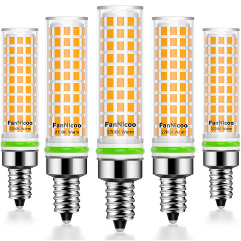 FanNicoo E12 LED bulb in ceiling fan for bright, energy-saving illumination.