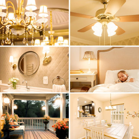 FanNicoo E12 LED bulb pack demonstrates an easy ceiling lamp upgrade.