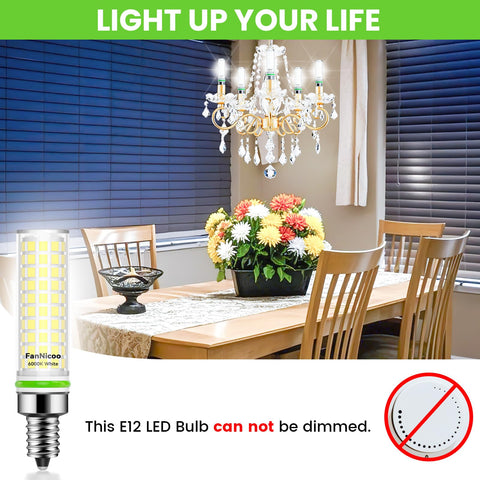FanNicoo E12 LED bulb in a chandelier provides even illumination