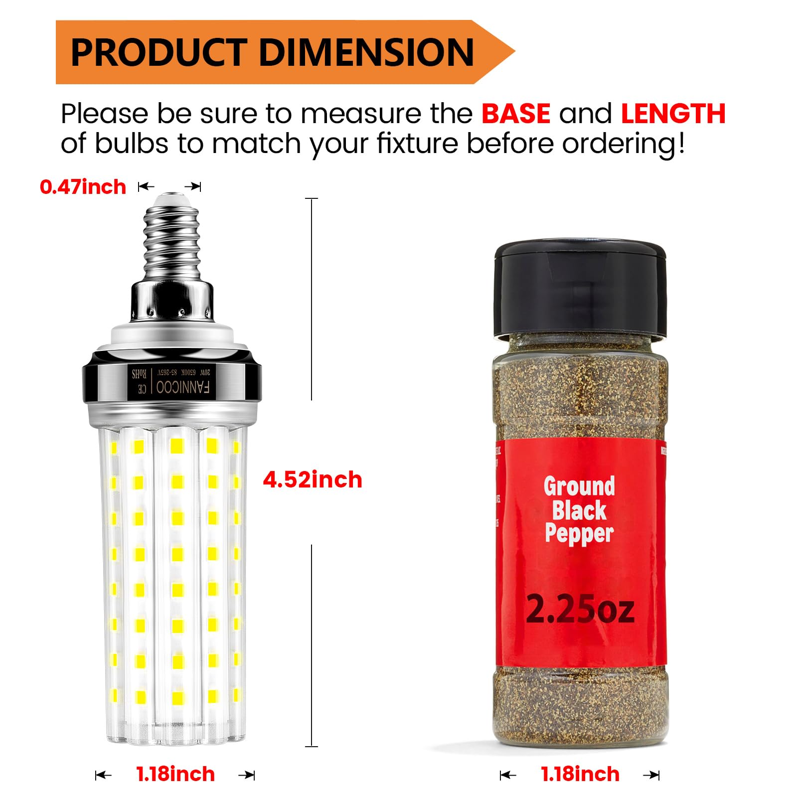 Close-up of FanNicoo E12 LED bulb reveals high CRI and flicker-free glow