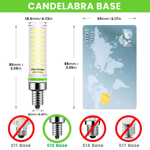 FanNicoo E12 LED bulb with long-thread base fits many E12 fixtures
