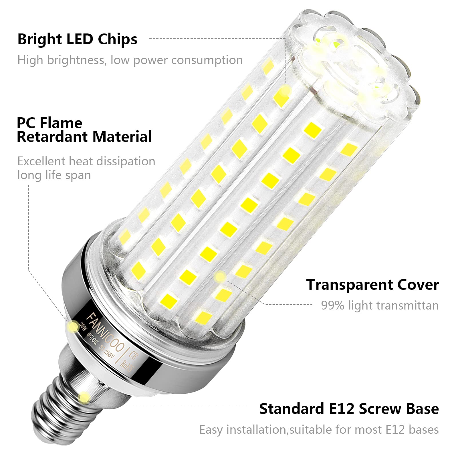 FanNicoo E12 LED bulb pack of 4 ready to install