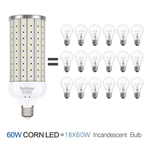 FanNicoo LED corn light with easy E26/E27 base installation.