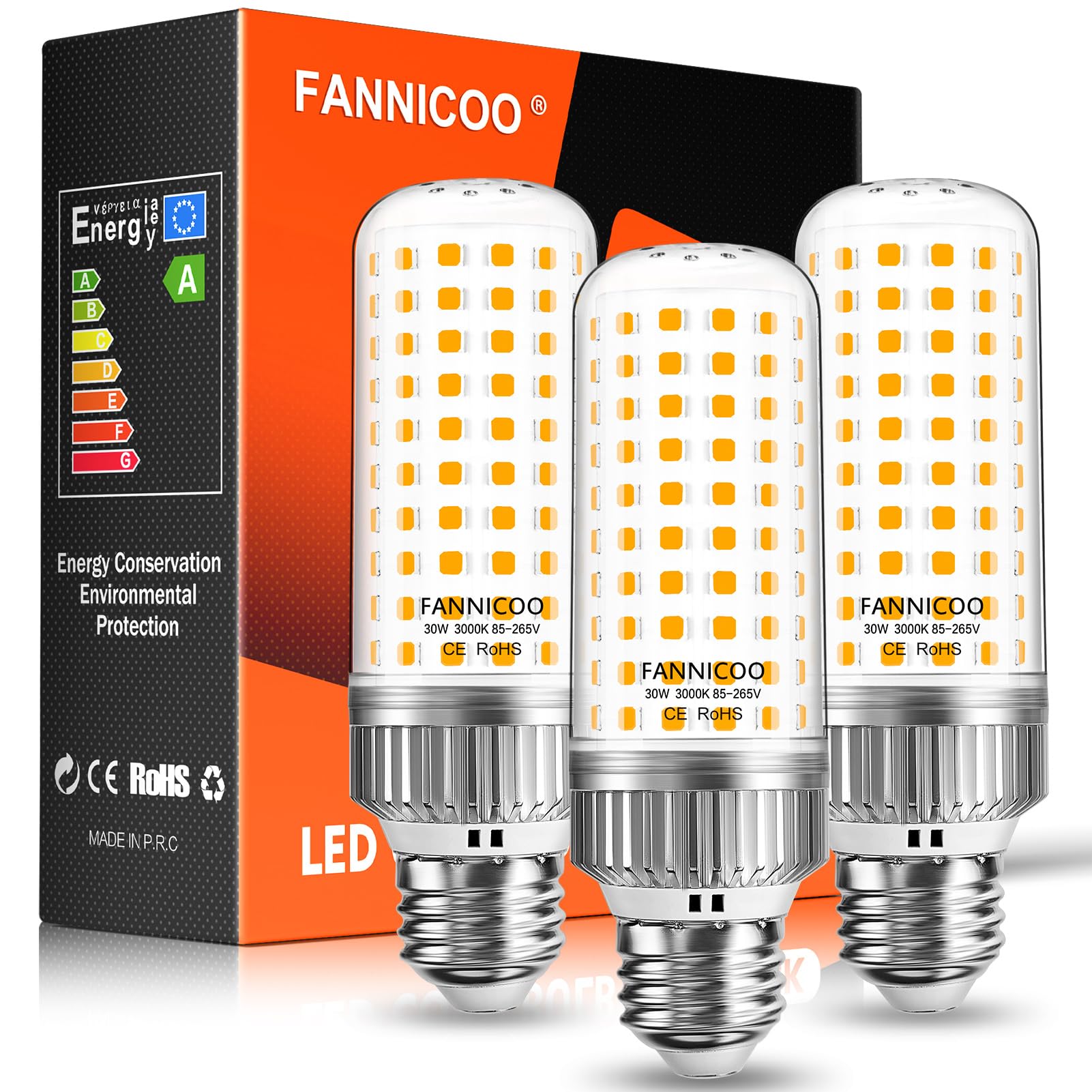 FanNicoo LED corn bulb delivering 3750 lumens at 3000K for bright indoor lighting