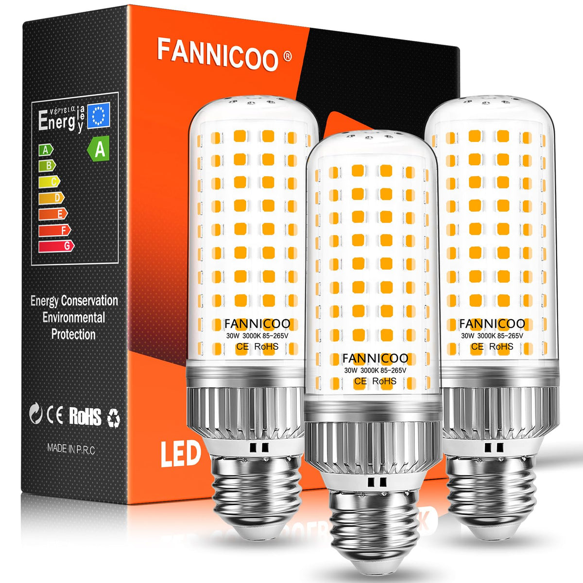 FanNicoo LED corn bulb delivering 3750 lumens at 3000K for bright indoor lighting