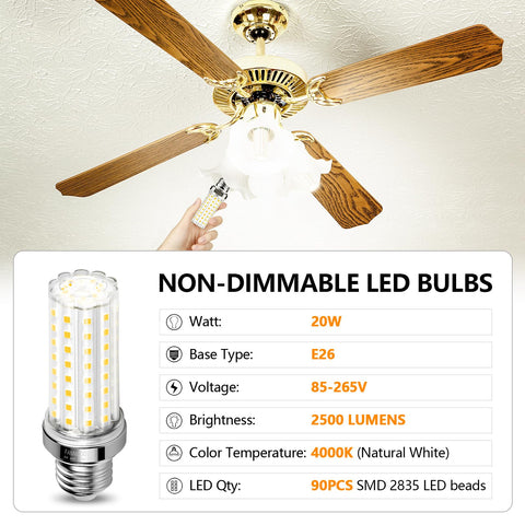 FanNicoo LED corn light 4000K neutral white for natural color.
