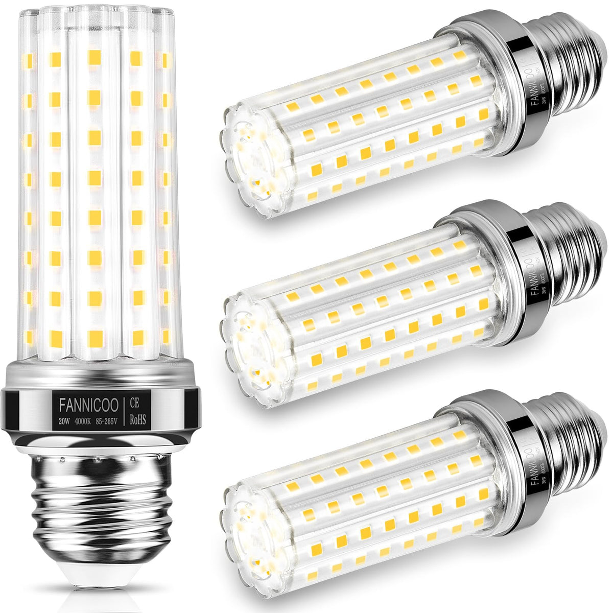 FanNicoo LED corn light pack of 4 for bright, energy-saving home lighting.