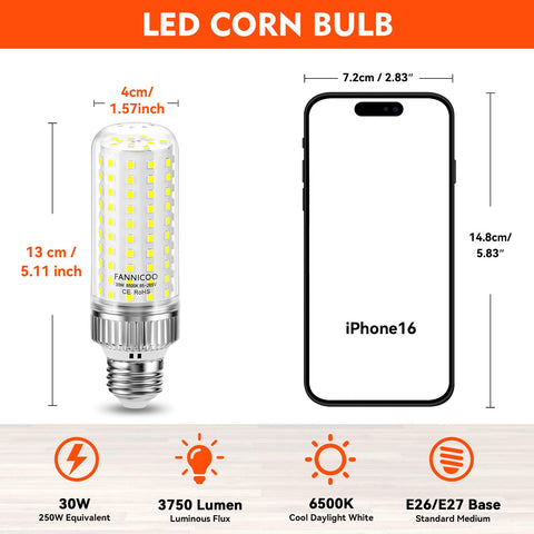 FanNicoo LED corn light three-pack ready for quick ceiling install