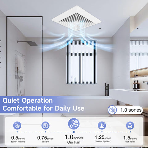 Fanspex 110 CFM air volume suits medium-sized rooms like bathrooms and kitchens.