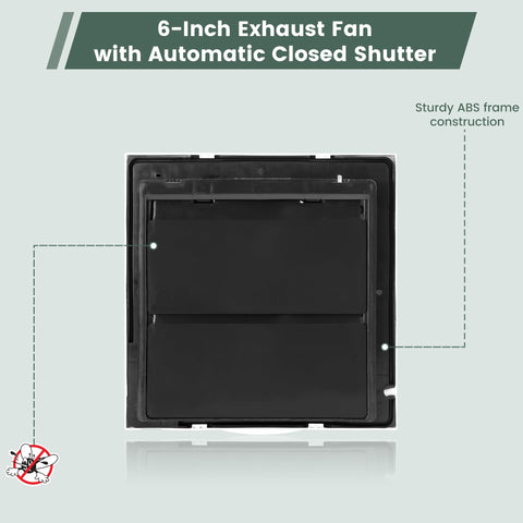 Fanspex 6-inch shutter exhaust fan quiet operation reduces ambient noise.