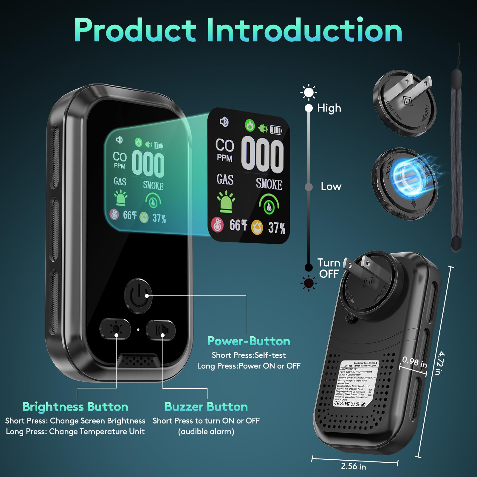 FANSTLOYI 100dB alarm sounds loudly and flashes icons for clear alerts