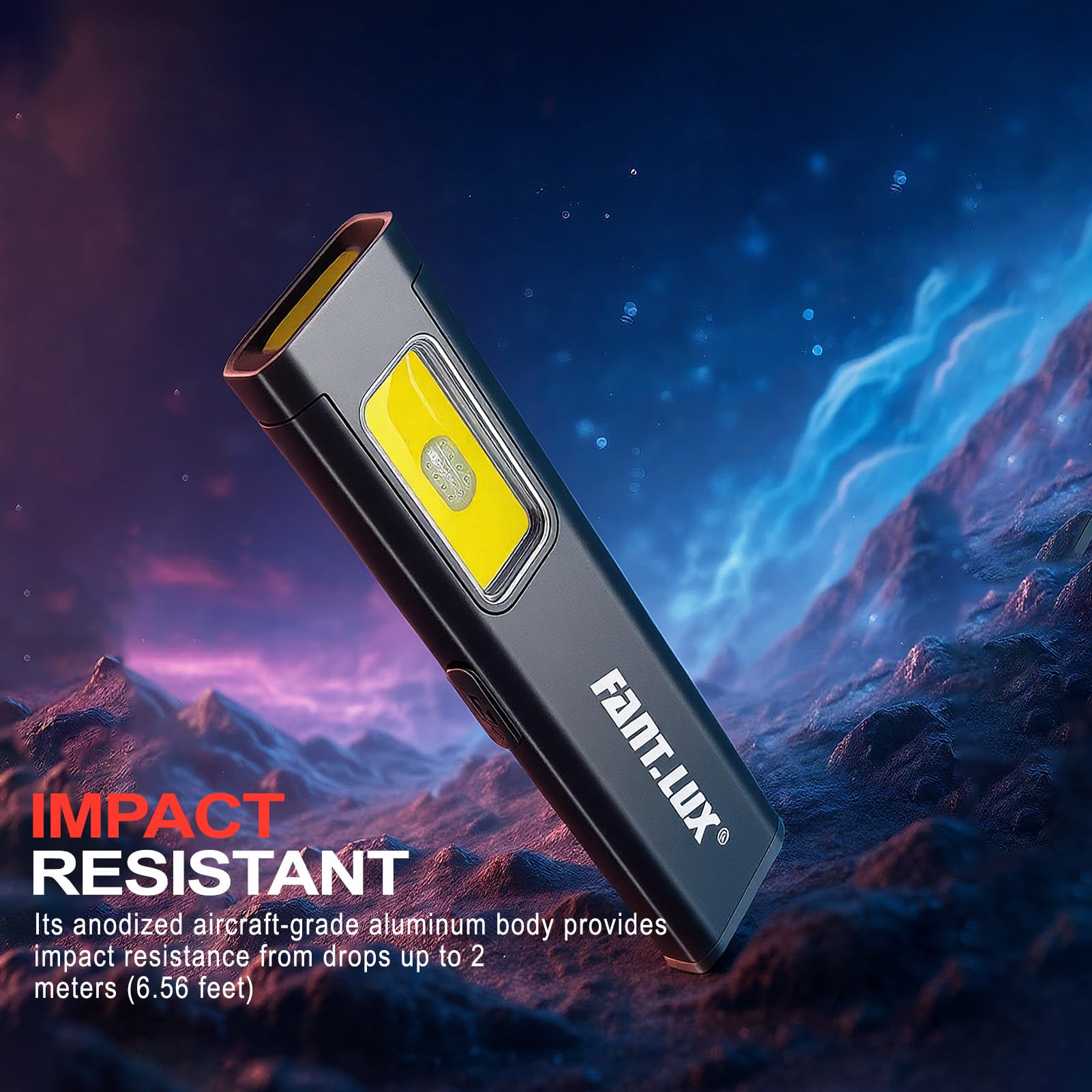 FANT.LUX Pocket Flashlight red and blue strobe modes for signaling.