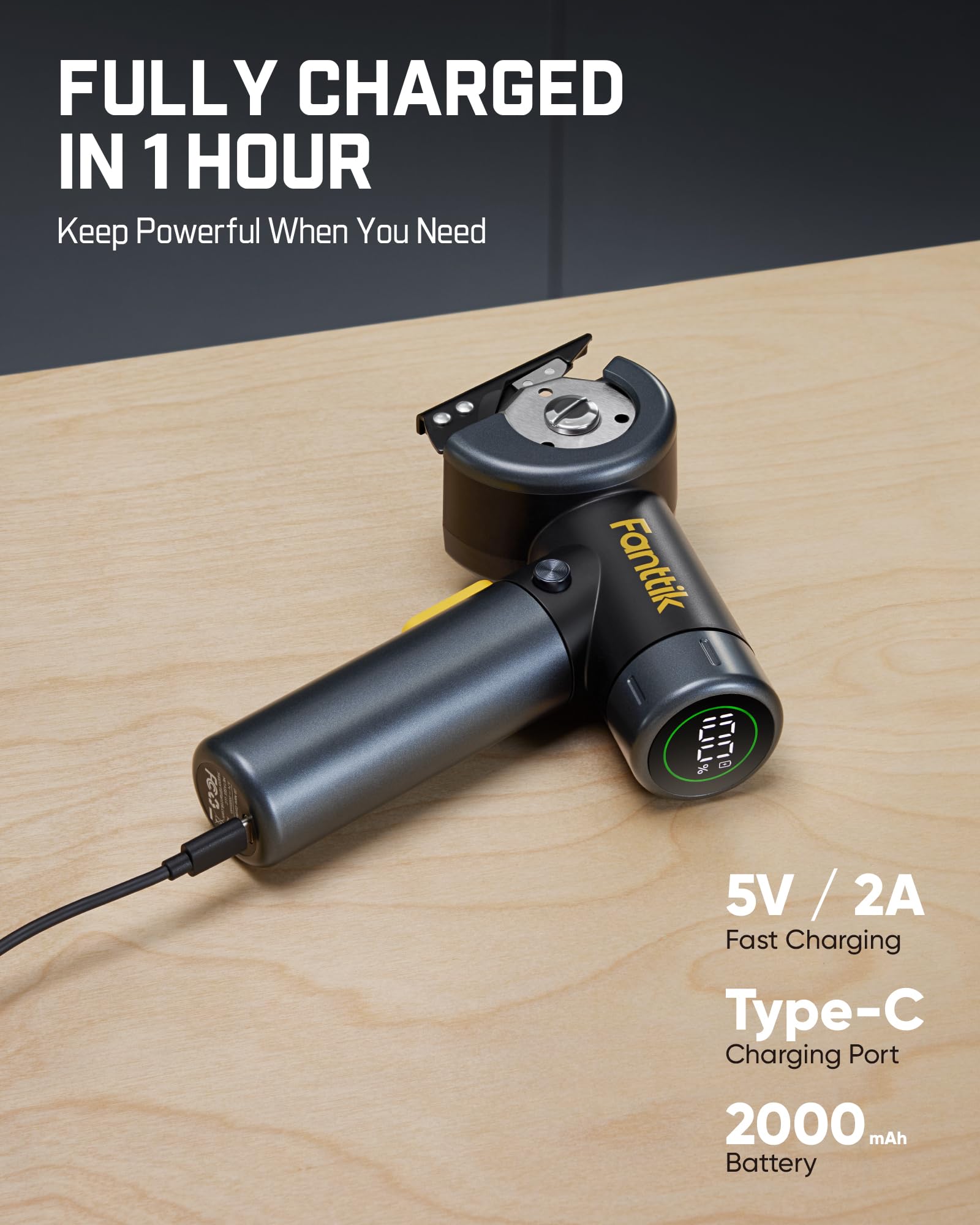 Fast 1-hour charge on Fanttik C8 Nano Easyswap for extended sessions