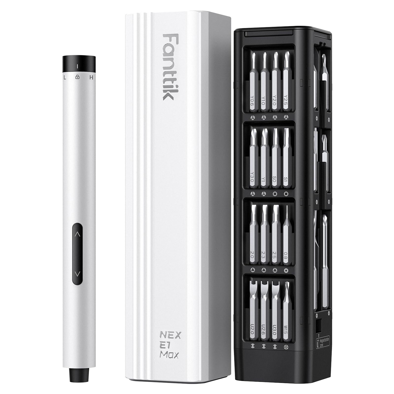 Fanttik E1 Max case with screwdriver and bits for organized storage.