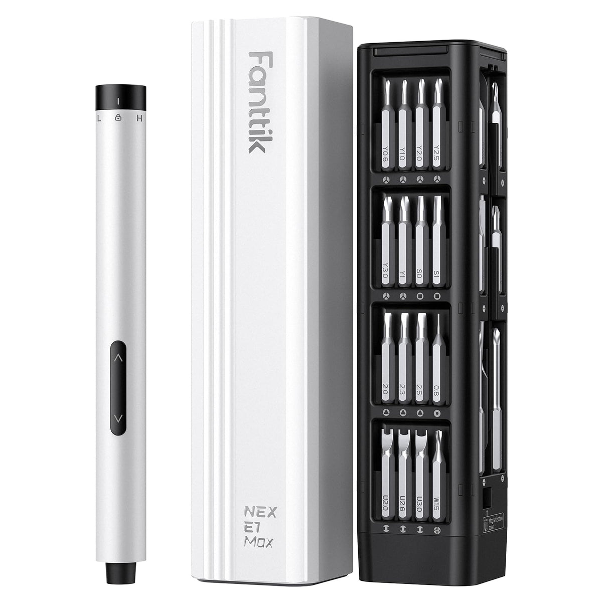 Fanttik E1 Max case with screwdriver and bits for organized storage.