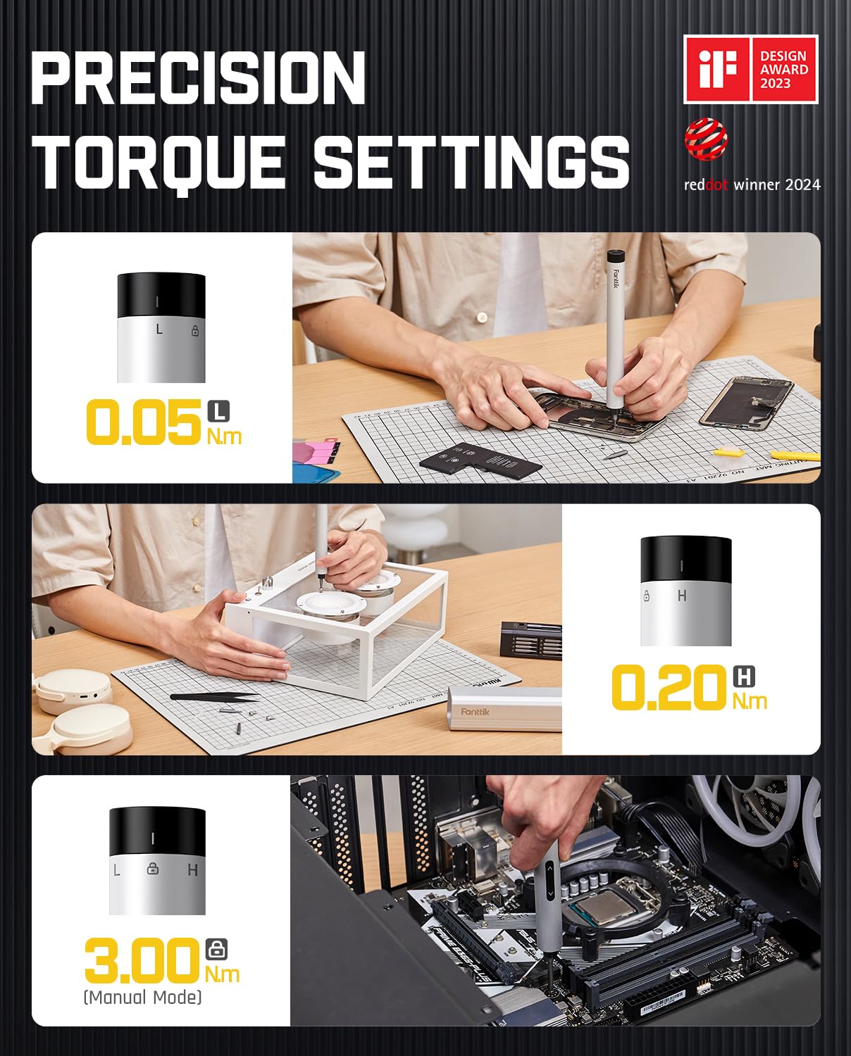 Fanttik E1 Max 50-bit set demonstrates varied bits for precision tasks.