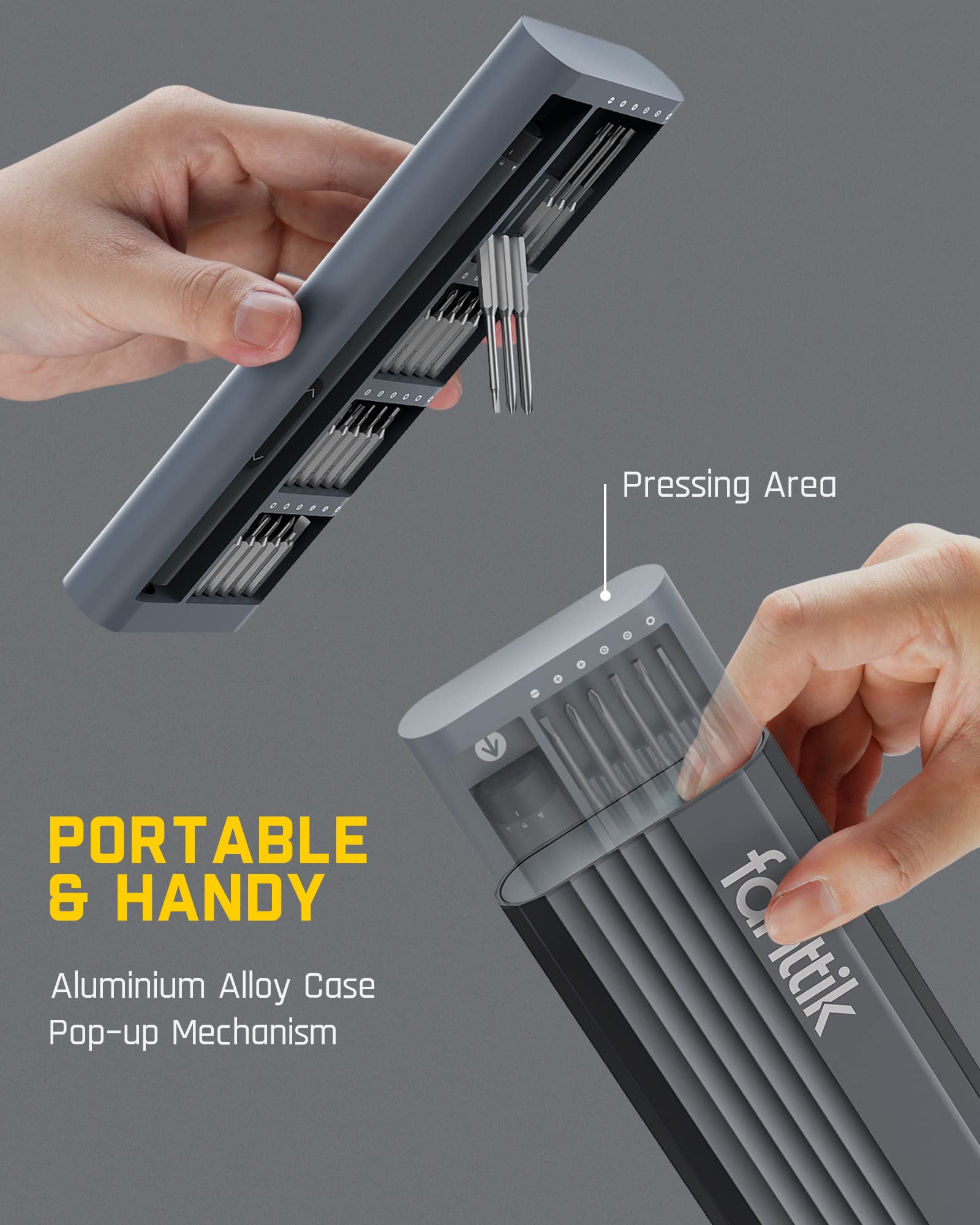 Fanttik E1 Pro Mini Screwdriver USB-C charging for quick recharges.