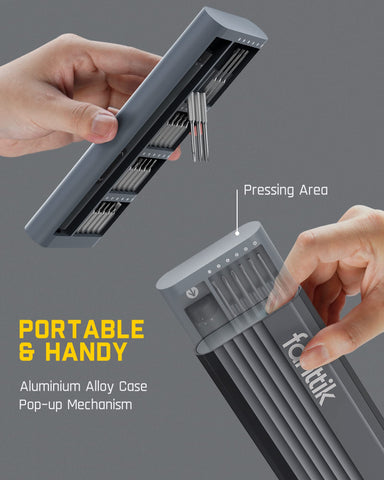 Fanttik E1 Pro Mini Screwdriver USB-C charging for quick recharges.