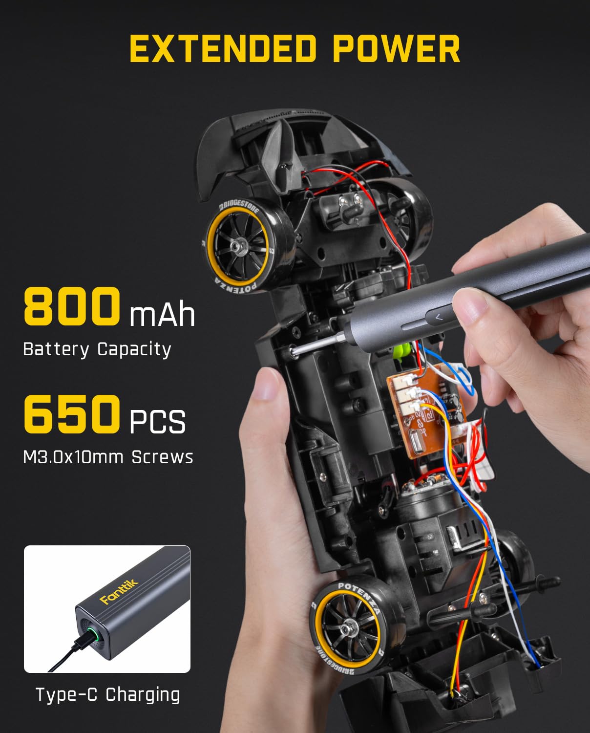 Fanttik E2 Max Type-C charging port allows quick recharging.