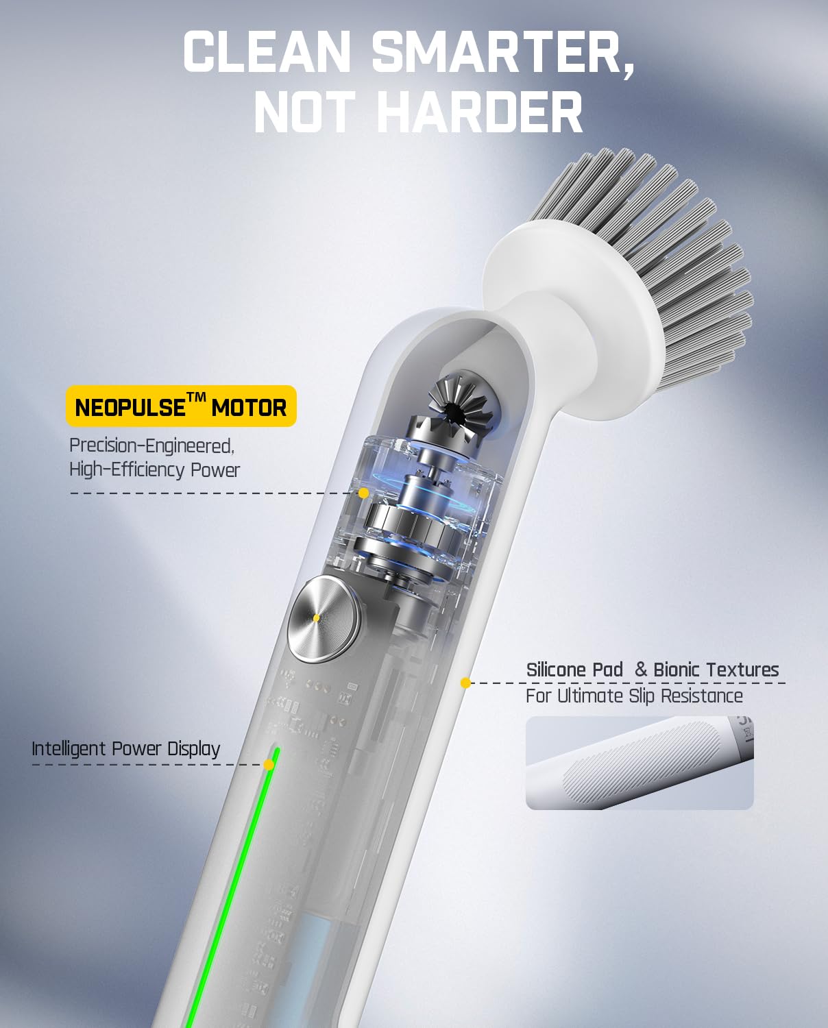 Fanttik G9 Nano 2000 mAh battery supports long cleaning sessions.
