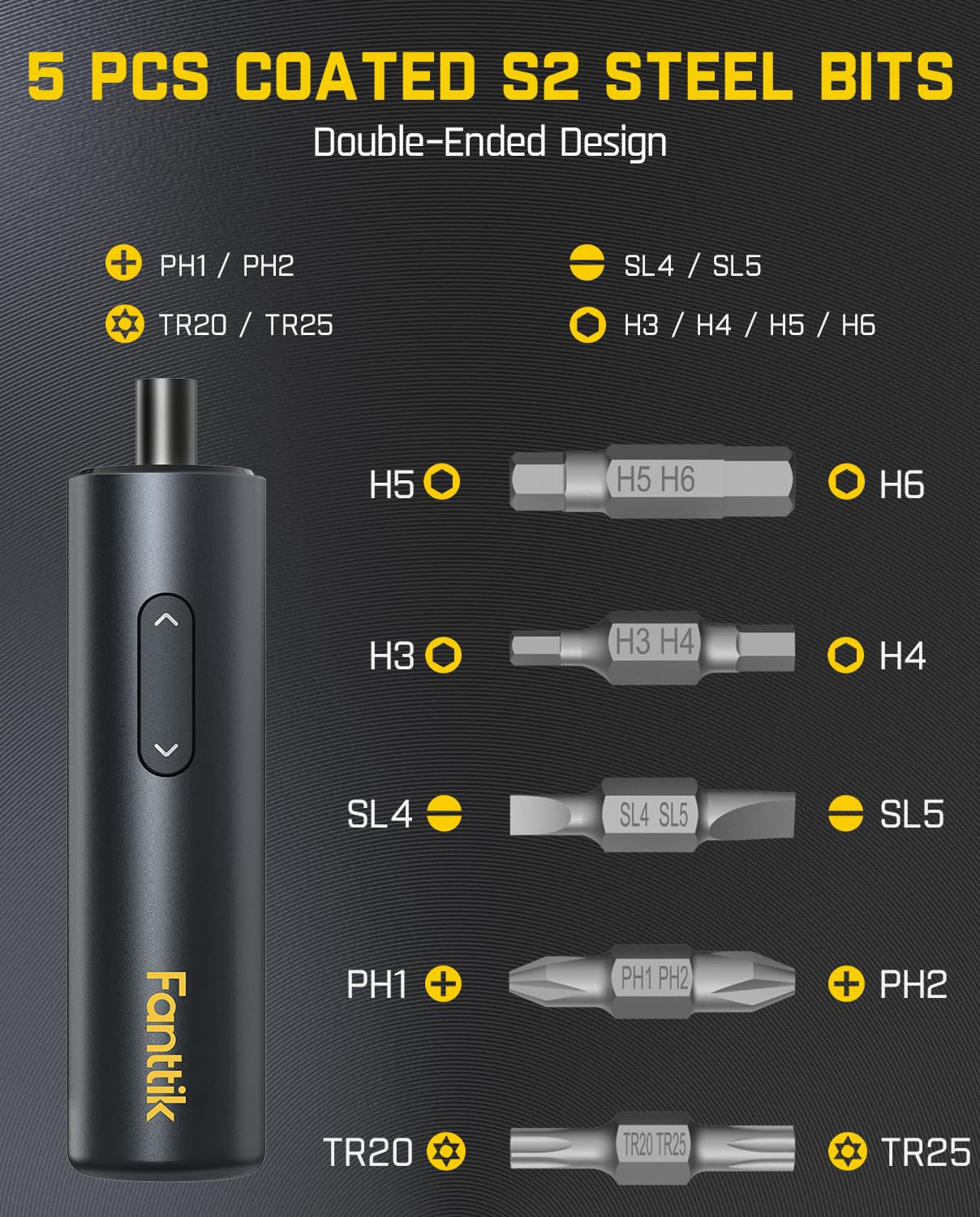 Fanttik S1 includes 12 long bits for versatile reach in tight spaces.