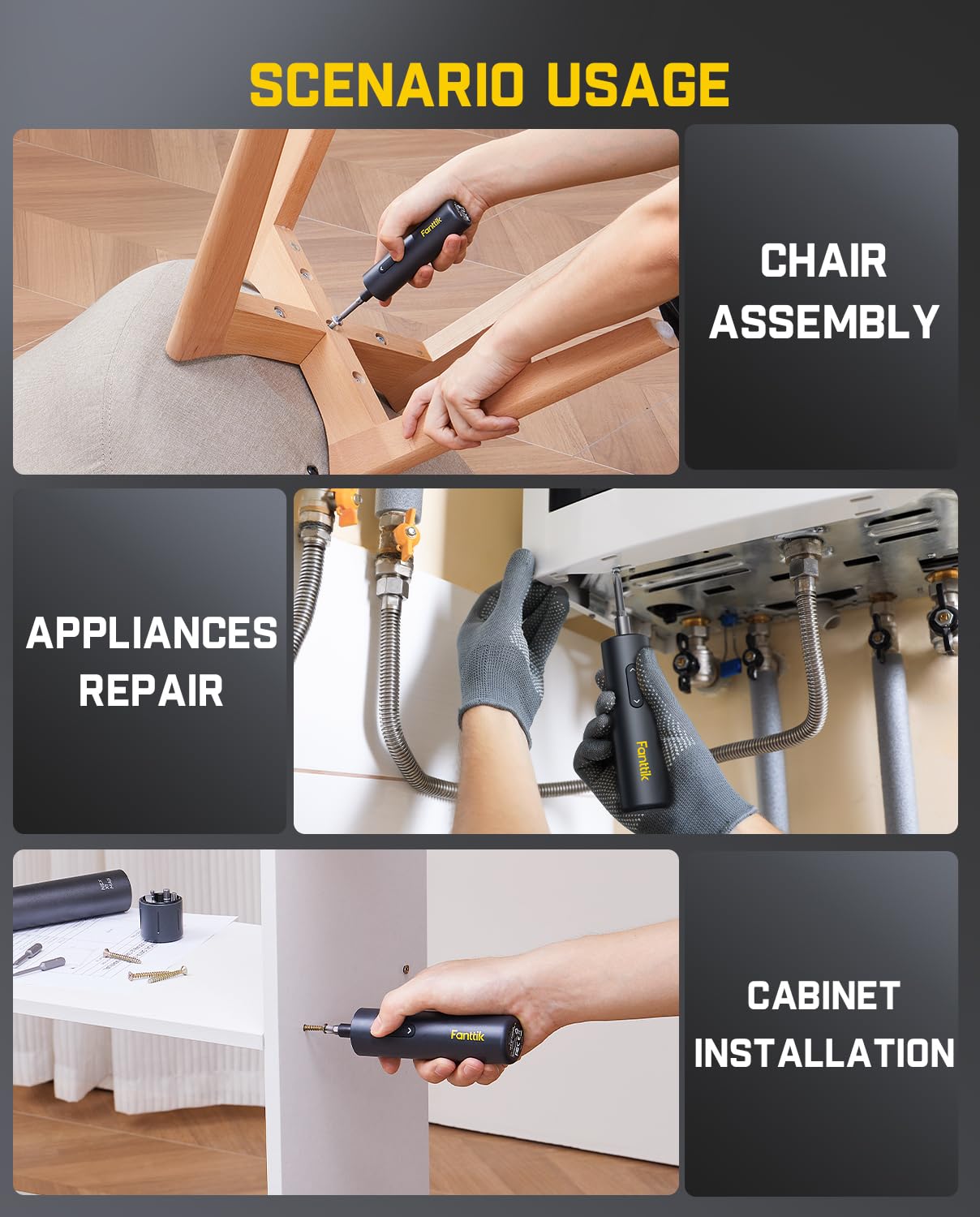Fanttik S1 rotatable bit holder showcases quick access to bits during tasks.