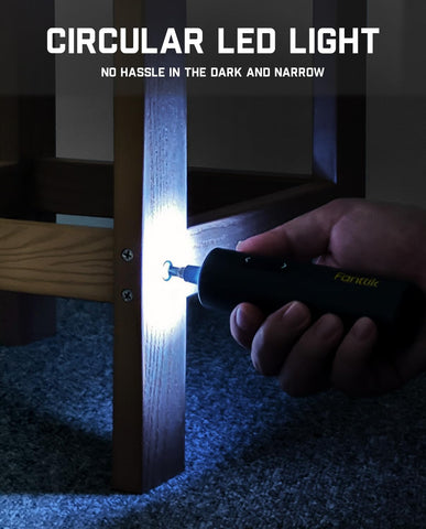 Fanttik S1 360° lighting aids darkness and tight spaces.
