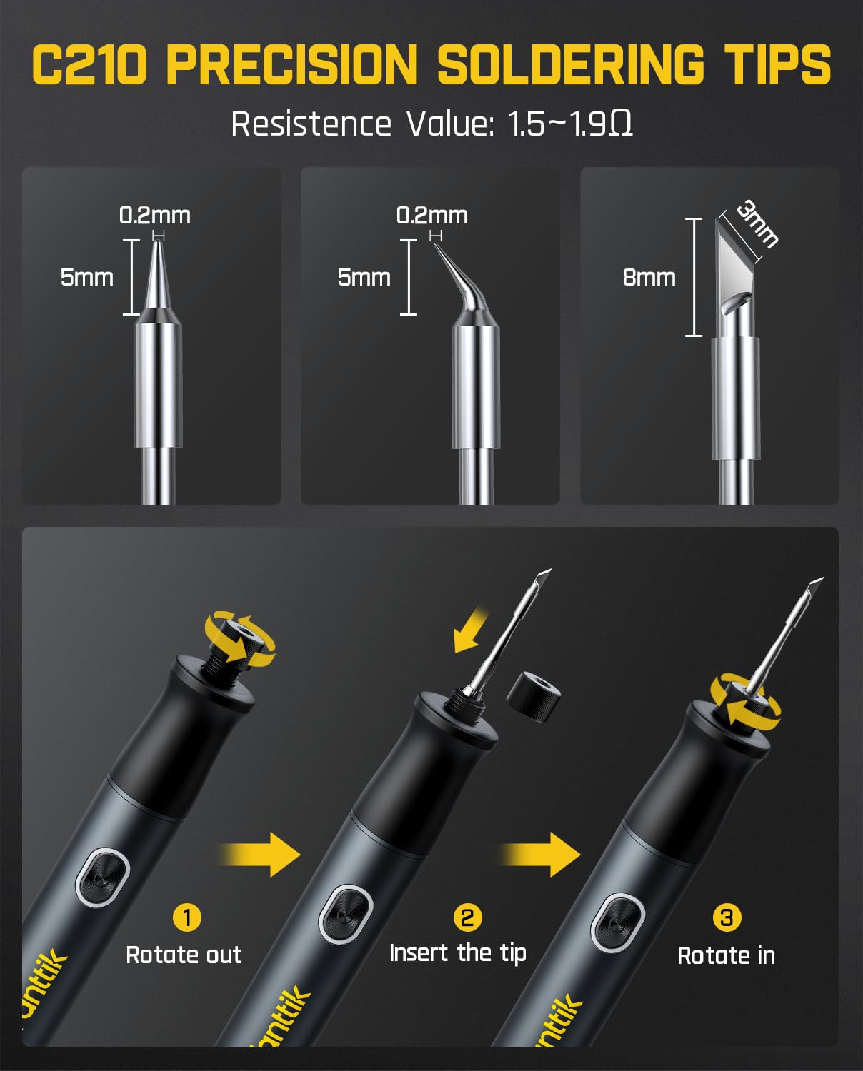 Fanttik T1 Max C210-I tip shown for precise tinning