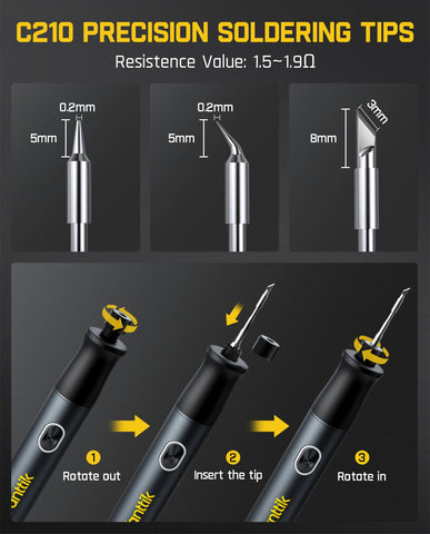 Fanttik T1 Max C210-I tip shown for precise tinning