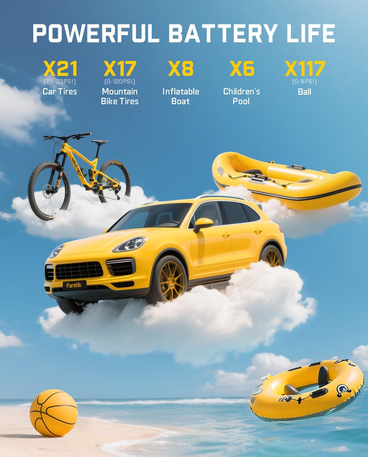 Fanttik X9 Classic high-flow nozzle enables rapid inflation and deflation.