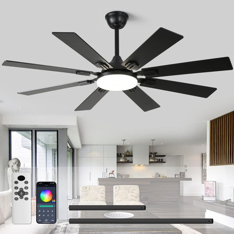 Fanyamei 52in fan front view with remote and lights for living room comfort